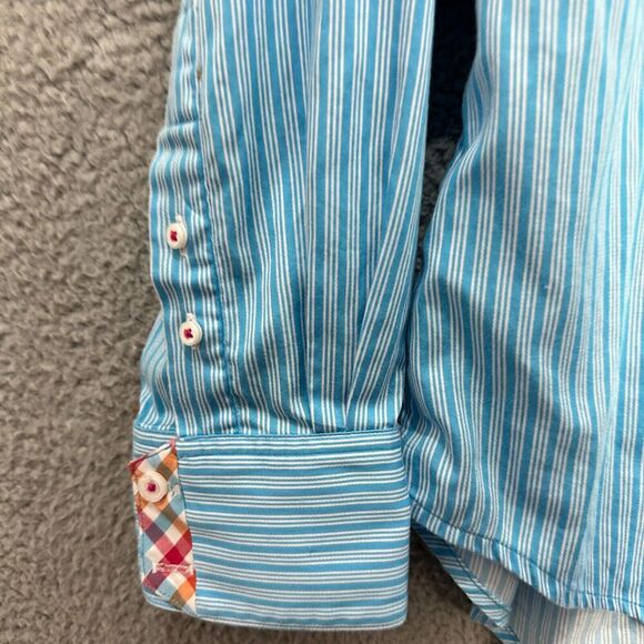 Robert Graham X Collection Blue Striped Long Sleeve Button Down Mens Large - Picture 5 of 10